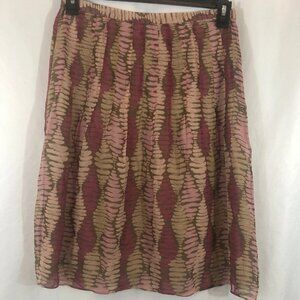 Alfani 100% Silk Pink and Brown Breezy A-Line Skirt Size 16W